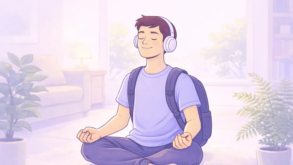 Teen listening to music