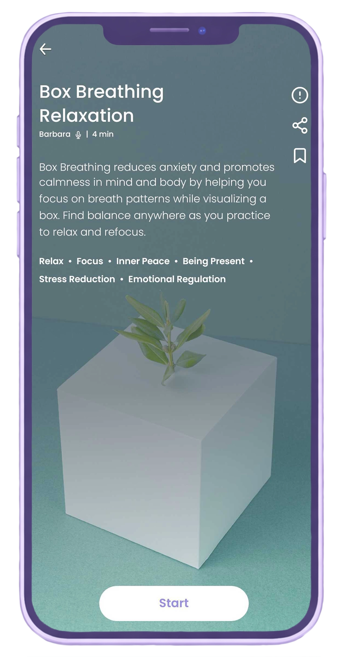 Begin app Box Breathing Relaxation session for teen stress