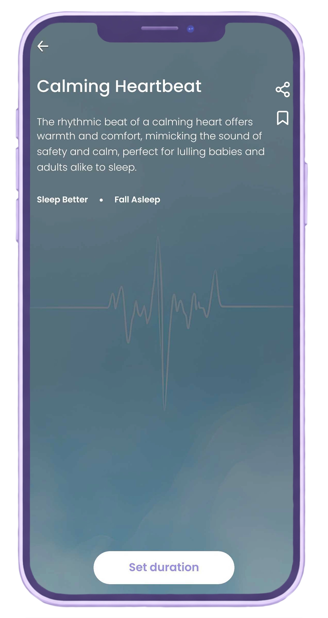 Begin app Calming Heartbeat white noise and ASMR sound