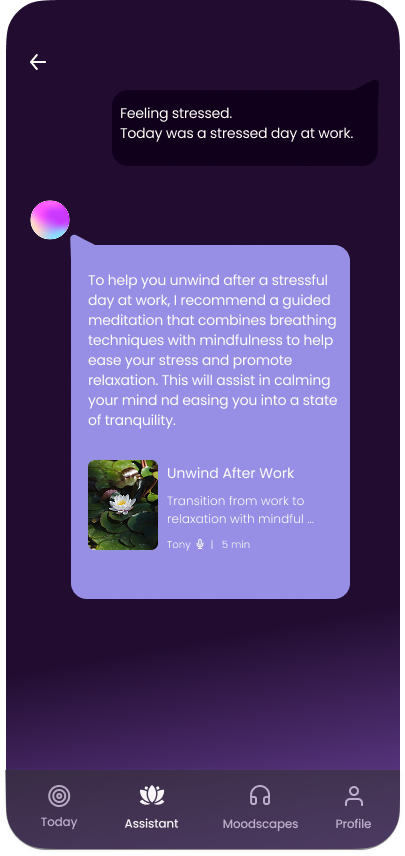 Begin personalized session screen