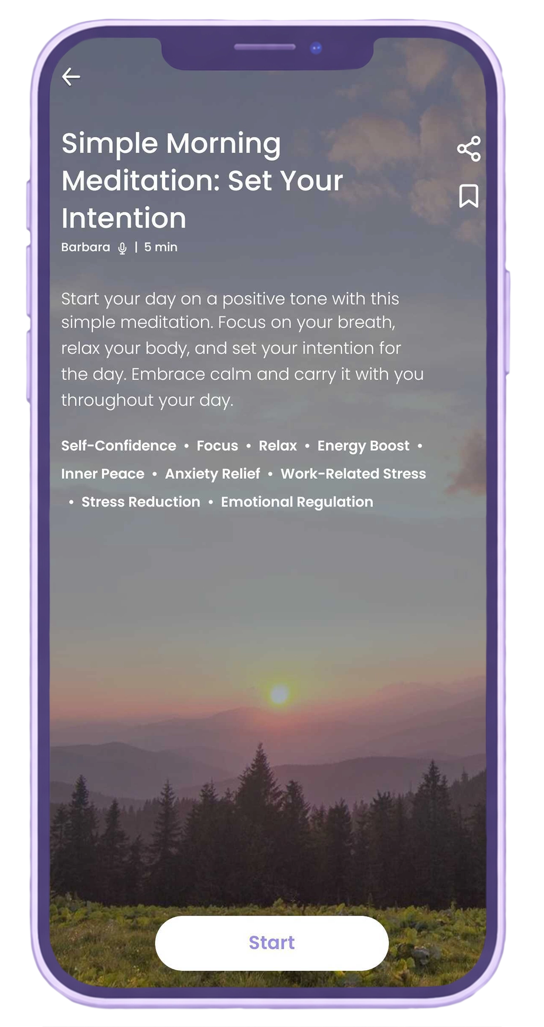 Begin app Simple Morning Meditation session